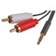 Slim 3.5 mm Stereo Jack to Stereo Red & White RCA / Phono Plugs Adaptor Lead - 2 m